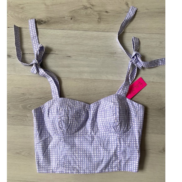 Lilly Pulitzer Tops - Lilly Pulitzer Rosalie Gingham Bustier Top Light Lilac Verbena Size 8 New W/ Tag